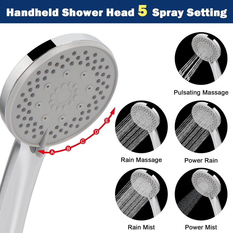NearMoon Shower Head with Hose, High-Pressure Stainless Steel 8'' Rain