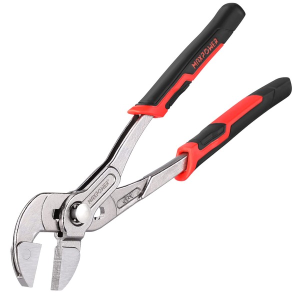 Pliers Wrench 250mm(10-Inch), MAXPOWER Multigrip Groove Slip Joint Pliers Plumbing Clamp with Quick Adjustment Button
