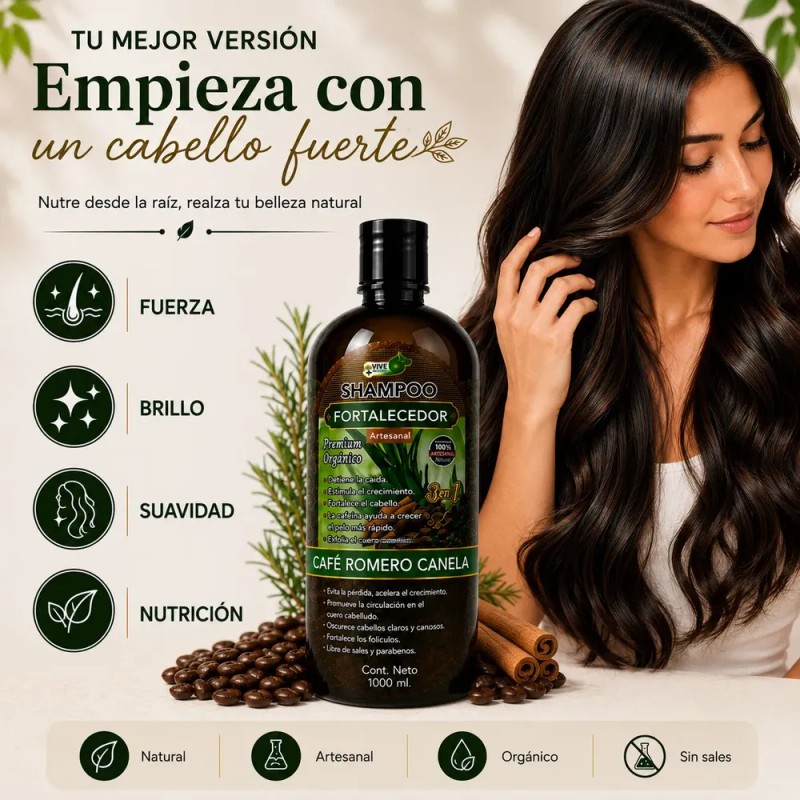 Shampoo Café Romero Y Canela Vida Natural Fortalecedor 1l