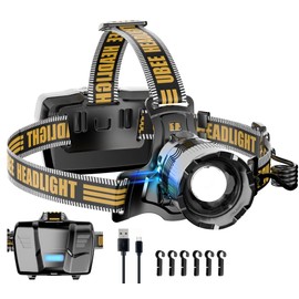 UBEE Headlamp Rechargeable, 800LM Head Lamp Super Bright LED Rechargeable Head Lamps with 7 Modes & IP68 Waterproof Rechargeable Headlamp,Adjustable Head Lamp for Outdoor Camping Hiking Climbing