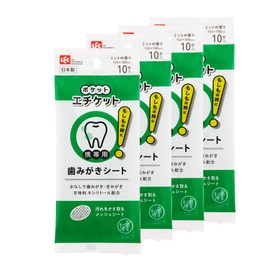 LEC Pocket Etiquette Portable Toothpaste Sheet, 10 Sheets x 4 Pieces, Made in Japan, For Disasters, Travel, Sickness, Xylitol Formulation, Mint Scent