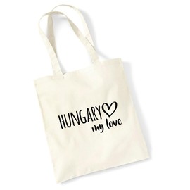 huuraa Jute Bag Hungary My Love Bag Cotton 10 Litres Size for All Fans of Hungary Gift Idea for Friends and Family, natural