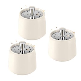 Ceramic Fruit Fly Trap for Indoors, Reusable Kitchen Fly Catcher with Stainless Steel Vent Lid, Uses Safe & Natural Vinegar Bait Trap, Dishwasher Safe, Easy to Use (White,3 Pack)