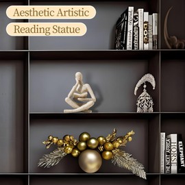 UTTCMK UTTCMK Bookshelf Decor Thinker Statue - Abstract Art Reading Thinker Sculpture Figurine Aesthetic, Modern Home Decoration for Living Room Office Shelves Coffee Table Desk Decor(Beige)
