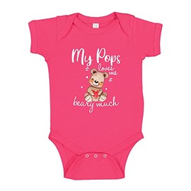 My Pops Loves Me Beary Much Baby One Piece Bodysuit 18 mo Cyber Pink