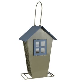 Supa "Hamilton" Wild Bird Peanut Feeder, House Shaped, Contemporary Feeder That Is Designed To Enhance Your Garden, Easy Fill & Easy Clean, ‎Blue/Grey Body with Blue roof.