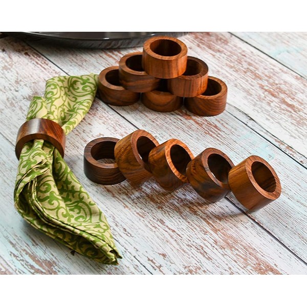 Ajuny Handcrafted Wooden Sleek Plain Napkin Ring Everyday Use Decorative