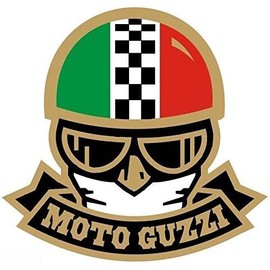 Moto Guzzi with Helmet Bumper Sticker Tool Box Sticker Helmet Sticker