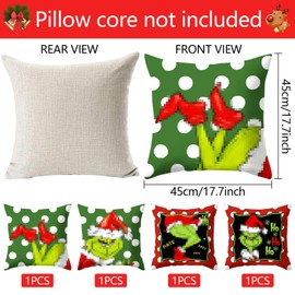 Seasboes Pack of 4 Christmas Cushion Covers, 45 x 45 cm, Funny Christmas Decoration, Christmas Cushion Covers, Cushion Cover, Christmas Funny Decoration