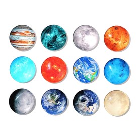 Pack of 12 Planetary Fridge Magnets, Children's Fridge Magnets, Fridge Magnets, Children, Suitable for Whiteboards, Refrigerators, Photos etc. Colourful Decoration (Round/30 mm)