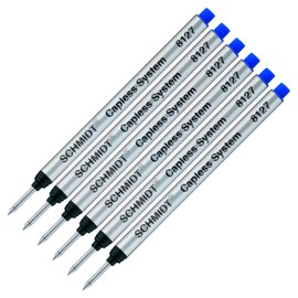 Pack of 6 - Schmidt 8127 S Capless System Rollerball Refill Blue Ink Medium Tip