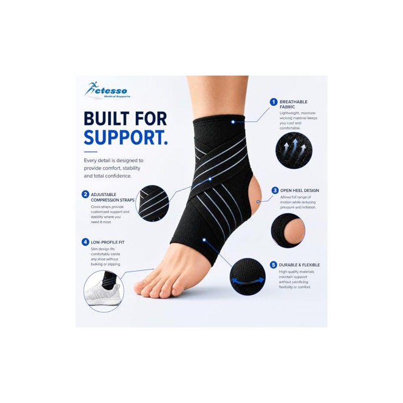Actesso Ultimate Ankle Support with Adjustable Strap for Weak Ankles