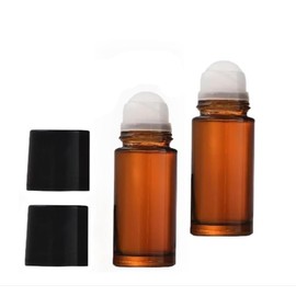WNHNO 2Pcs Brown Glass Essential Oil Roller Bottles Refillable Roll on Empty Deodorant Bottle Containers Rollerball for Fragrance Roller Bottles Ball Applicator,Rollerball Bottle (30ml)