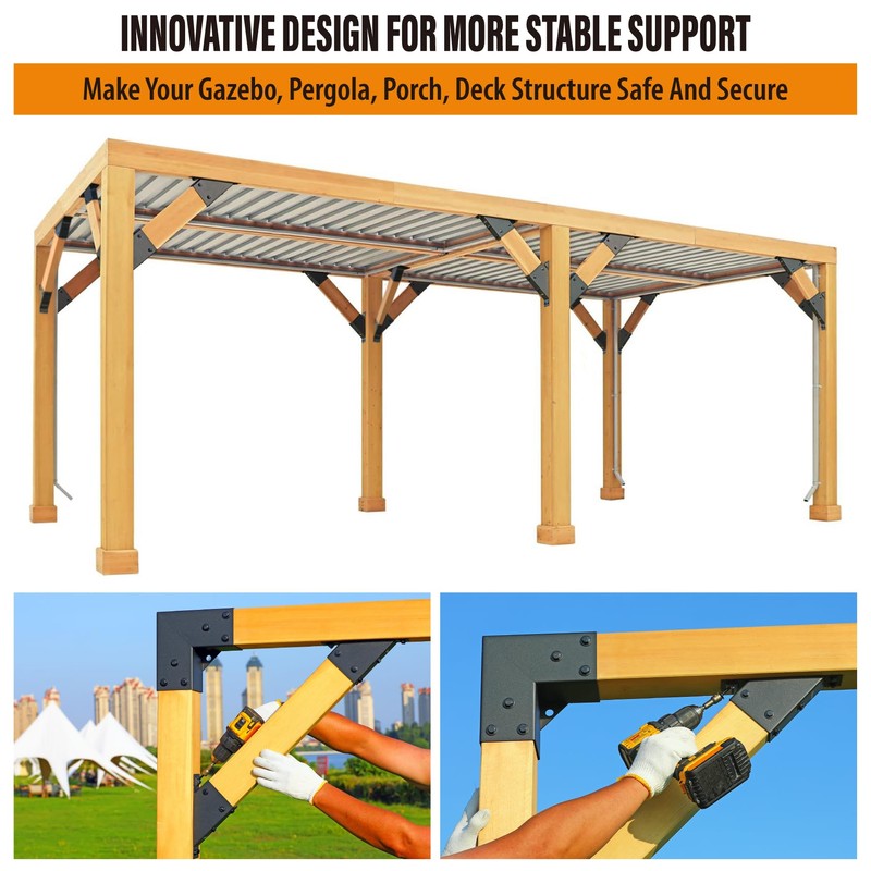 Wocepu 4pack 2x4 (Actual 1.5''x3.5'') Degree Angle Support Brackets, For