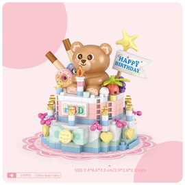 MEIEST 3-Packs Food Building Blocks Model Set,Cute Simulation Dessert Collection Particle Construction Building Bricks Toy,Home Decor (Colorful Dessert)