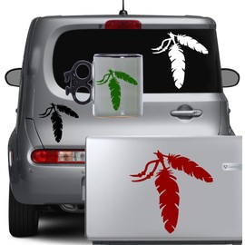 Generic Native American Feathers Vinyl Decal Sticker Indian Spirit Cars Bikes Cups Helmets CD Cases Laptops (Black, 3"" x 3"")