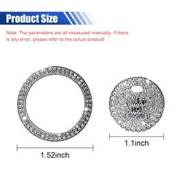 Bling Crystal Car Engine Start Ring Sticker, Sparkling Rhinestone Push Start Button Decorative Cover, Anti-Scratch Key Ignition & Knob Bling Ring Car Interior Accessories for Women (2PCS White2)