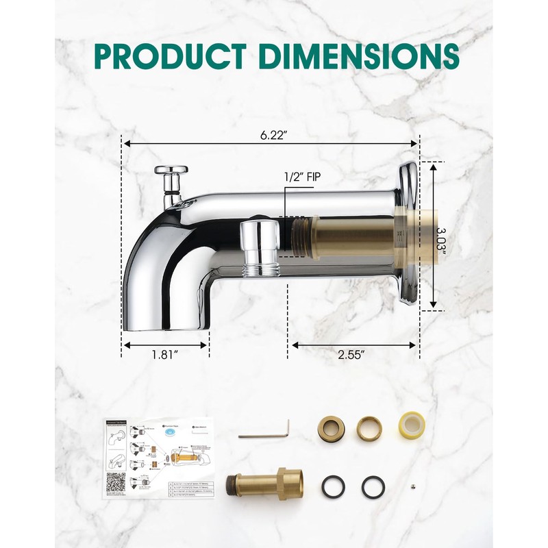 LOCALAND Tub Spout with Diverter, Bathtub Spout for Hand Shower,Chrome