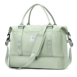 Travel Duffel Bag, Sports Gym Tote Bag for Women, Carry on Luggage Bag for Airplanes, Lightweight Weekender Overnight Shoulder Bag Waterproof Beach Hospital Bag with Shoes Compartment,A8-White Green