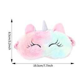 QYCX 3 Pcs Girl's Soft Super Cute Colorful Plush Unicorn Sleeping Masks-Sleeping Eye Masks&Eyepatch-Cartoon Animal Plush Sleep Eye Cover Elastic Hair Eye Mask Cover for Sleeping, Cover for Girls, Women, Boys