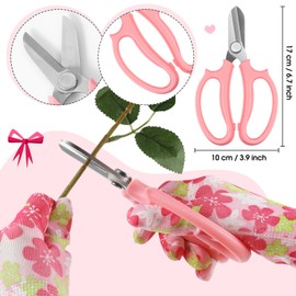 WILLBOND 10 Pcs Florist Supplies Rose Thorn Stripper Tool Rose Cleaner Thorn Remover Kit Garden Thorn Remover for Rose Kit Floral Gloves, Thorn Leaf Stripper Stripping Tool, Floral Tape, Pink