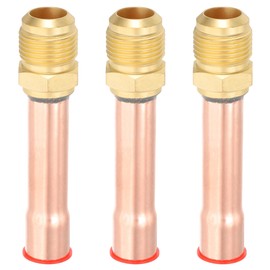 sourcing map 5/8" SAE 45 Degree Brass Pipe Fitting, 3 Pcs Flare Connector Male Thread Adapter and Copper Tube for Air Conditioner HVAC Refrigeration