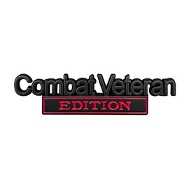 Yourkar Combat Veteran Edition Emblem Car Decal, 3D Raised Metal Combat Veteran Badge Fender Sticker, Self-Adhesive Tailgate Emblem with Combat Veteran Edition, Car Accessories (Black+Red)
