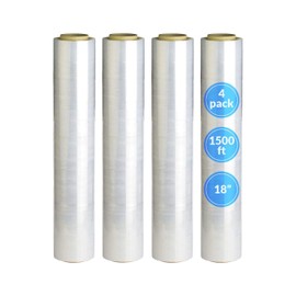 Reli. 4 Rolls [Made in USA] | 18" Stretch Wrap (1,500 ft/roll) Clear Shrink Wrap/Stretch Plastic Wrap for Moving - Plastic Pallet Cling Wrap Stretch Film - 18" Stretch Film for Moving and Storage