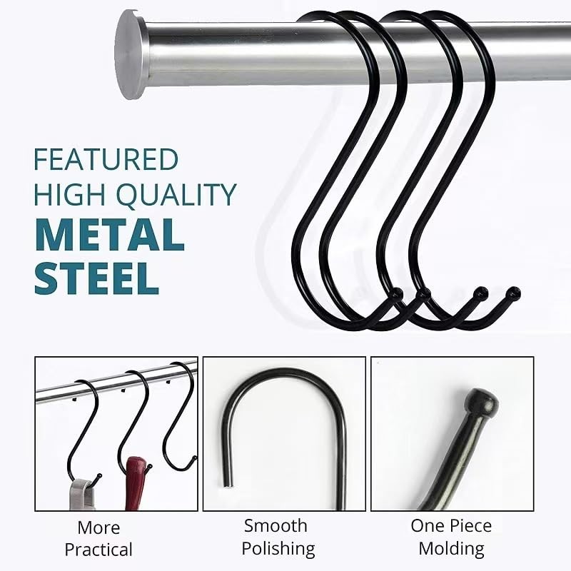35-Pack S-Shaped Stainless Steel Metal Black Hanger Hooks, Suitable for
