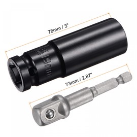 sourcing map 1/2" Drive Socket Accessory Set, 19mm Deep 6-Point Impact Socket 3" Length and 1/4" Hex Shank Adapter