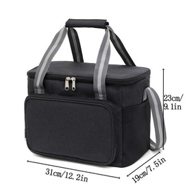 GMYIAK 15L Food Delivery Bags Thermal Bag for Hot Food,Insulated Lunch Bag for Men/Women,Water-Resistant Leakproof Cooler Bag with Handle and Zips for Travel,Collapsible Picnic Bag (Black)