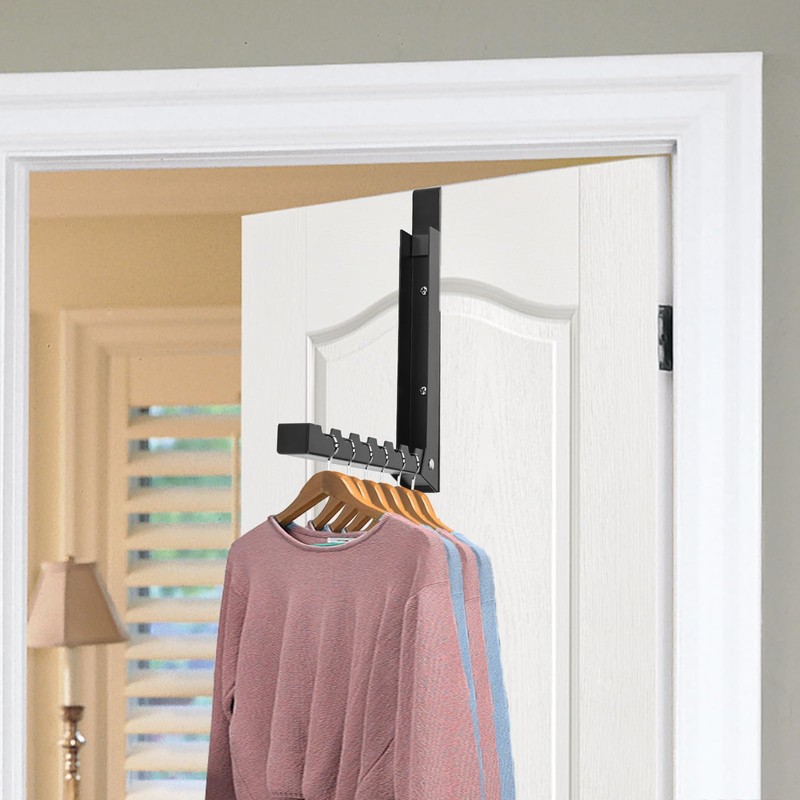 wiksite Folding Over Door Hanger, No Drilling Coat Door Folding