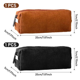 2-Piece Corduroy Pencil Case, Simple Plain Pencil Case, Large Stationery Bag, Cosmetic Bag, Pencil Case with Zip, Multipurpose Storage Bag