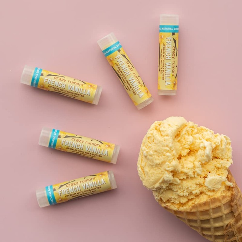Crazy Rumors French Vanilla Lip Balm. 100% Natural, Vegan, Plant-Based,