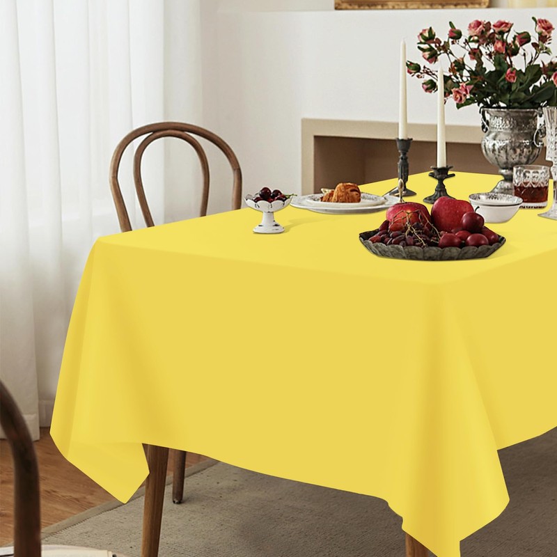 3 Pack Yellow Plastic Tablecloth Disposable Rectangular Table Cloth 54