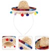 WHAMVOX Straw Mexican Sombrero Headband Hawaiian Cosplay Hat Summer Beach