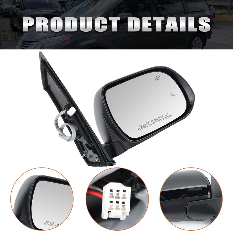 Right Passenger Side Mirror Compatible with Toyota Sienna 2013-2017 Heated,