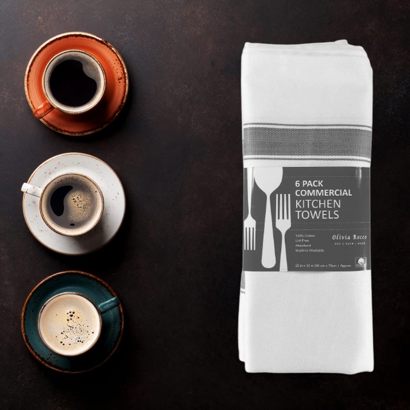 Pack of 6 Kitchen Tea Towels Large 100% Cotton Commercial