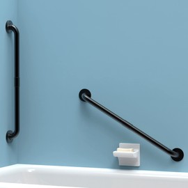 AmeriLuck Dual Pack 1-1/4 x 24‘’ 2 Pack Stainless Steel Bath Safety Grab Bar, ADA Compliant 500lbs Loading Capacity, Matte Black, Assembly Needed