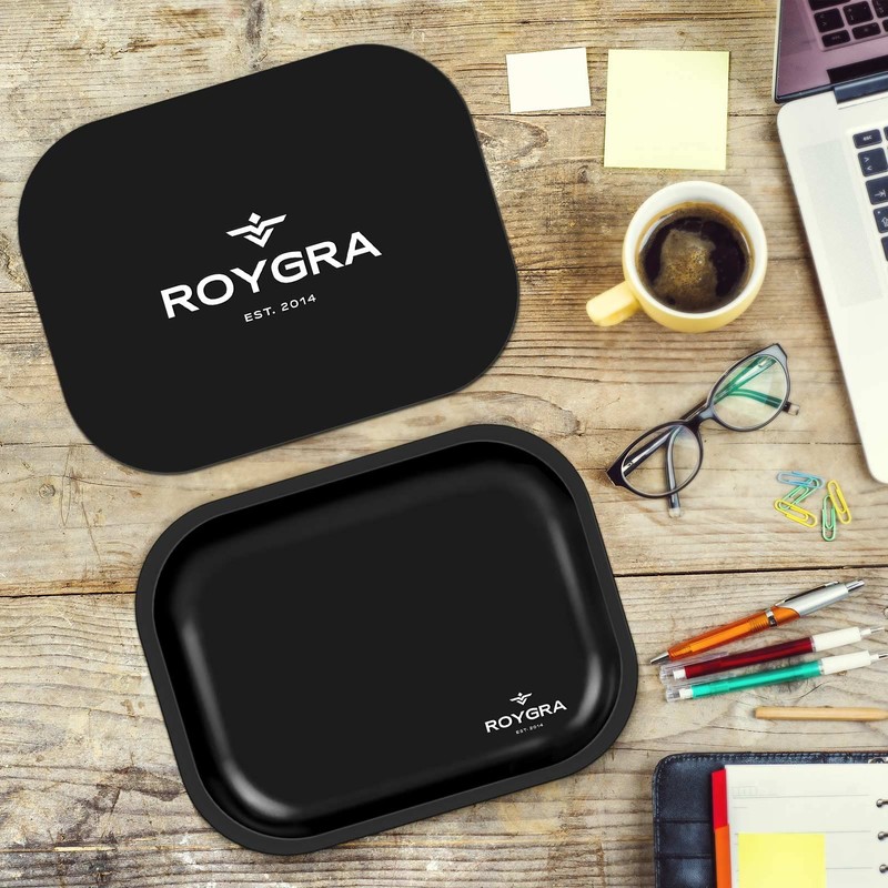 roygra Rolling Tray, Metal Matte Decorative Tray with PVC Soft