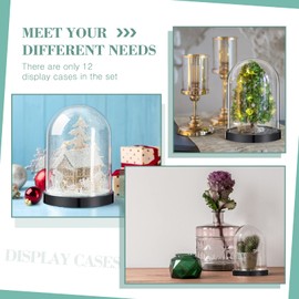 Zhengmy Plastic Dome Display Case Cloche Bell Jar with Base Clear for Collectibles Rose Office Home Tabletop Centerpiece Decoration(2 Pieces)