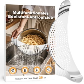 Ancable Pasta Strainer – Straining Aid for Pots up to Diameter 26 cm – Stainless Steel Colander Space-Saving, Straining Aid for Pasta, Potatoes, Vegetables