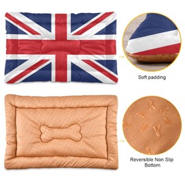 Coikll British Flag Pet Bed Pad Soft Dog Bed Mat with Anti-Slip Bottom, Machine Washable Crate Pad Mattress for Dog Sleeping