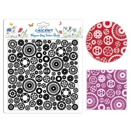 CHGCRAFT Gears Polymer Clay Texture Sheets Geometry Silicone Texture Stamp Clay Texture Mat Modeling Pattern Pad Texture Sheets for Jewelry and Clay Earrings Tools, 5.5x5.5 inch