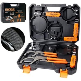 8PC Oil Filter Wrench Set with Swivel Oil Filter Wrenches Cover 2-3/4" to 5-1/4", 9" & 12" Adjustable Oil Filter Pliers, Universal 3-Jaw Oil Filter Removal Tool with 1/2" to 3/8" Adapter