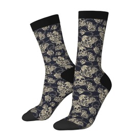 Skull Socks Novelty Crew Socks Funny Crazy Dress Socks Mid Calf Socks for Men Women Hiking Running