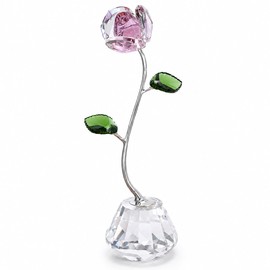 Pink K9 Crystal Rose Figurine, 8.7-Inch Tall, Gift Box Included