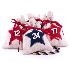 Advent Calendar for Filling Star 24 Fabric Bags Gift Bags Christmas with Numbers, Christmas Calendar DIY pajoma