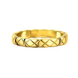 DIYADE Luxury Designer 18K Gold Plating Crush Ring Surface Width Narrow 3.5mm Medium 7mm Wide 11mm Lozenge Pattern Cross Ring for Women Men Classic Simple Fashion (Narrow Gold,7)