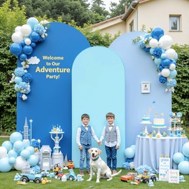 Set of 3 Arch Backdrop Covers(6ft, 5ft, 4ft) - Premium Stretchy Spandex Backdrop Arch Stand Cover for Baby Shower,Wedding,Party Decor Chiara Cover with Double-Sided Design(Blue)